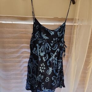 Victoria's Secret Black and Blue Floral Chemise